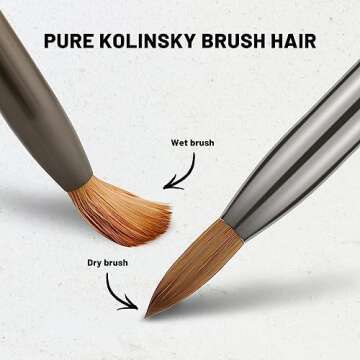 Aokitec Acrylic Nail Brush Size 14, Pure Kolinsky Hair Bristles Sturdy Wooden Handle Oval Crimped Sable Acrylic Brush Wood Nail Art Brush for Acrylic Powder Application Manicure Tool（Black）