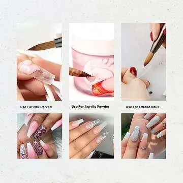 Aokitec Acrylic Nail Brush Size 14, Pure Kolinsky Hair Bristles Sturdy Wooden Handle Oval Crimped Sable Acrylic Brush Wood Nail Art Brush for Acrylic Powder Application Manicure Tool（Black）