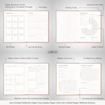 Scribble & Dot® Wellness Planners - Designed using Positive Psychology to Help you Mindfully Plan and Schedule Your Day. Goal planner, Productivity & Wellness Journal. Day per 2-page - 3 months
