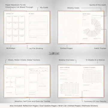 Scribble & Dot® Wellness Planners - Designed using Positive Psychology to Help you Mindfully Plan and Schedule Your Day. Goal planner, Productivity & Wellness Journal. Day per 2-page - 3 months