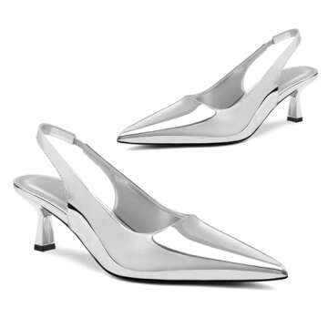 heelchic Women Slingback Pumps Shoes Slip On Kitten Heel Office Shoes Pointed Toe Work Dress Shoes S...