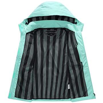 OTU Women's Waterproof Rain Jacket Lightweight Hooded Raincoat for Hiking Travel Outdoor Light Green M