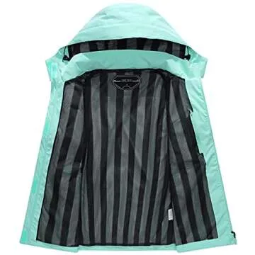 OTU Women's Waterproof Rain Jacket Lightweight Hooded Raincoat for Hiking Travel Outdoor Light Green M