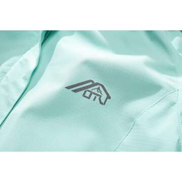 OTU Women's Waterproof Rain Jacket Lightweight Hooded Raincoat for Hiking Travel Outdoor Light Green M