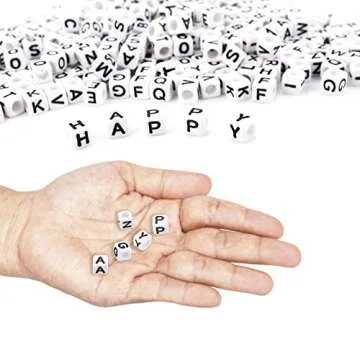 Augshy 700PCS White Letter Beads Alphabet Beads for Making DIY (6mm)
