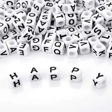 Augshy 700PCS White Letter Beads Alphabet Beads for Making DIY (6mm)