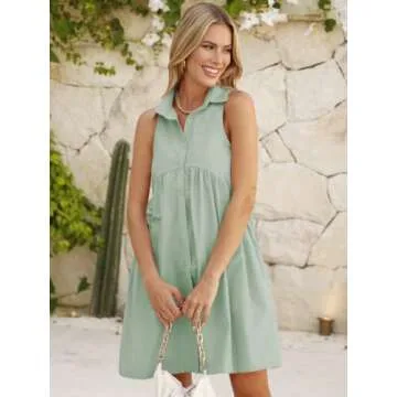 Stylish DEEP SELF Women Summer Shirt Dress with Pockets