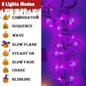 6ft 54LED Halloween Lights with 18 Spiders & 8 Modes