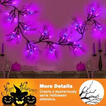 6ft 54LED Halloween Lights with 18 Spiders & 8 Modes