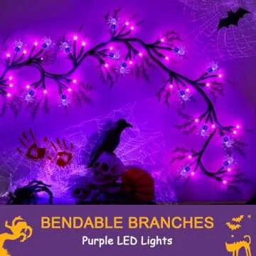 6ft 54LED Halloween Lights with 18 Spiders & 8 Modes