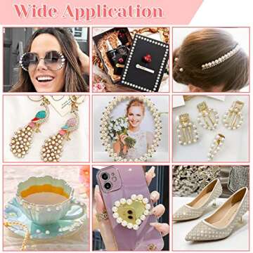 7 Sizes Self Adhesive Hair Pearl Stickers, Cridoz 2032 Pieces Stick on Pearls gems Sticker for Hair, Face, Makeup, Eye, Nail, Crafts