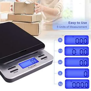 Fuzion Shipping Scale, Accurate Digital Postal Scale 86 lb/0.1 oz with Hold and Tare Function, Postage Scale for Packages and Mailing, LCD Display, Battery and AC Adapter