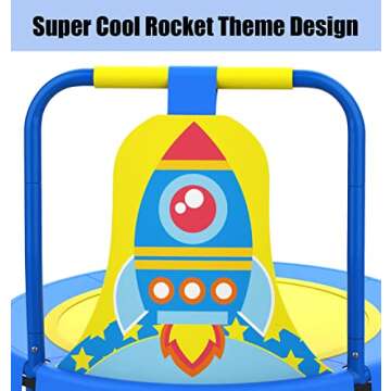 LANGXUN Rocket-Themed Mini Trampoline for Kids 6 Months to 4 Years - Indoor Trampoline Toys for Baby Boys' Birthdays