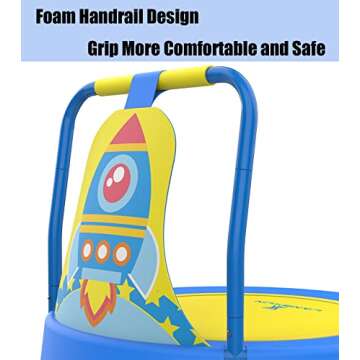 LANGXUN Rocket-Themed Mini Trampoline for Kids 6 Months to 4 Years - Indoor Trampoline Toys for Baby Boys' Birthdays