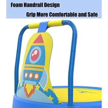 LANGXUN Rocket-Themed Mini Trampoline for Kids 6 Months to 4 Years - Indoor Trampoline Toys for Baby Boys' Birthdays