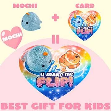 JOYIN 28 Pcs Valentines Day Cards with Glitter Mochi squishy toys, Cute Sea Animals Mochi to Squeeze, Stress Relief Fidget Toys for Kids Valentine Party Favor Classroom Class Exchange Prizes