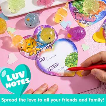 JOYIN 28 Pcs Valentines Day Cards with Glitter Mochi squishy toys, Cute Sea Animals Mochi to Squeeze, Stress Relief Fidget Toys for Kids Valentine Party Favor Classroom Class Exchange Prizes