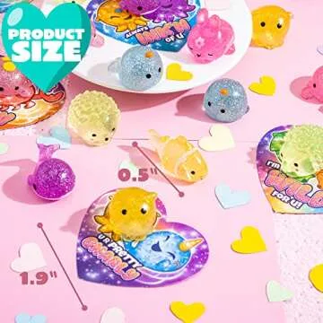 JOYIN 28 Pcs Valentines Day Cards with Glitter Mochi squishy toys, Cute Sea Animals Mochi to Squeeze, Stress Relief Fidget Toys for Kids Valentine Party Favor Classroom Class Exchange Prizes
