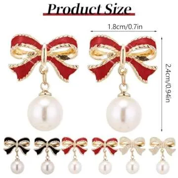 lightning+deals+Of+Today+Prime+Clearance Bow Earrings for Women Pearl Drop Dangle Bowknot Earrings 14K Gold Hypoallergenic Bow Stud Jewelry Trendy Gifts