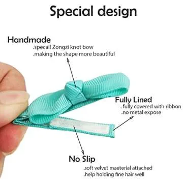 50Pcs 2Inch Mini Hair Clips for Baby Fine Hair Grosgrain Ribbon Hair Bows Clips Fully Lined for Baby Girls Infants Toddlers in Pairs