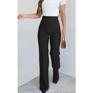 Agenlulu Wide Leg Dress Pants for Women Elastic High Waist Straight Leg Pants Business Casual Pull o...