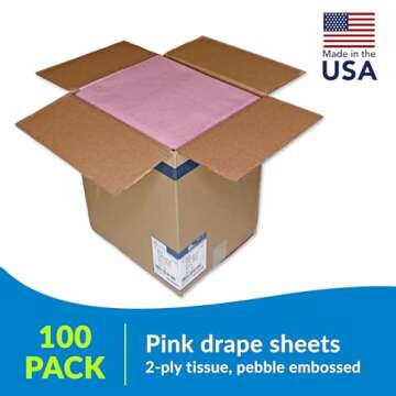 Avalon Single-Use Medical Patient Drape Sheets, Mauve, 40” x 48” (Pack of 100) ― 2-Ply Tissue ...