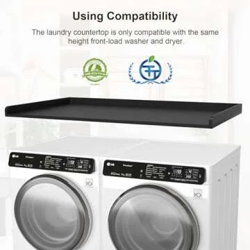 Ulif Over Washer Dryer Countertop, Melamine Matte Surface for Laundry Storage and Organization, Whole Piece of Laundry Room Countertop, 27.5" W x 54" L x 2.6" H, Black