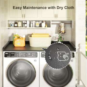 Ulif Over Washer Dryer Countertop, Melamine Matte Surface for Laundry Storage and Organization, Whole Piece of Laundry Room Countertop, 27.5" W x 54" L x 2.6" H, Black