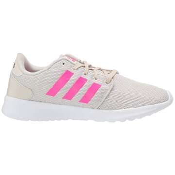 adidas Women's CloudfoamQT Racer Xpressive-Contemporary CloudfoamRunning Sneakers Shoes, White/Shock Pink/White, 6 Medium US