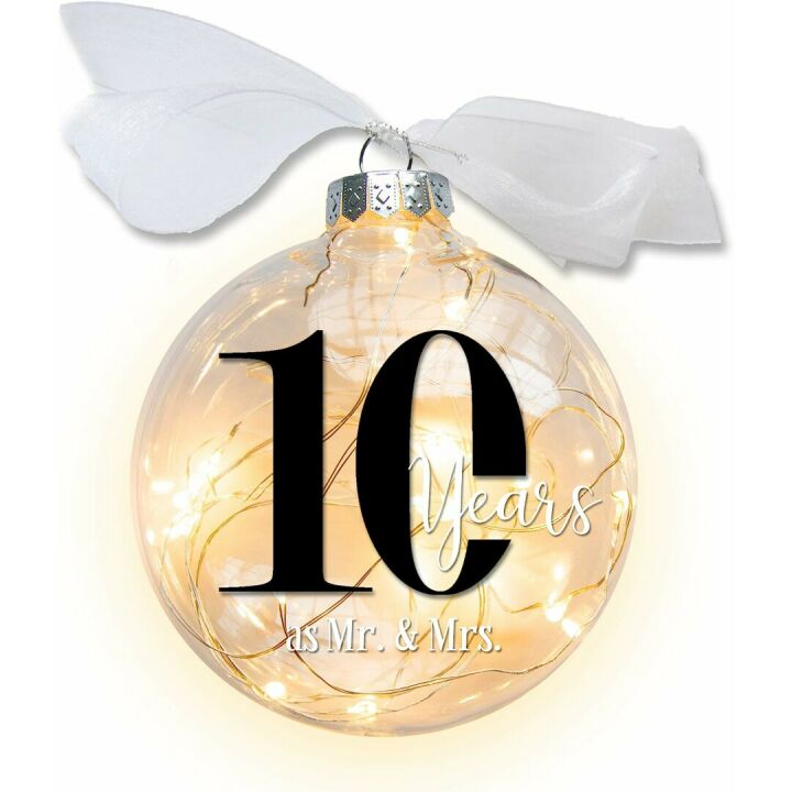 10th Anniversary Lighted Christmas Ornament Gift