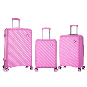 Rockland Prague Hardside Luggage Set - Stylish Pink 3-Piece Set