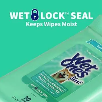 Wet Ones Multi-Purpose Pets Wipes - 300ct Total Dog Wipes with Vitamins A, C + E - Fragrance-Free, Wet Lock Seal