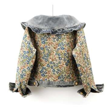 BlueFire2015 Women’s Sweet Peter Pan Collar Long Sleeve Jacquard Denim Jacket (US, Alpha, Medium, Regular, Regular, blue)