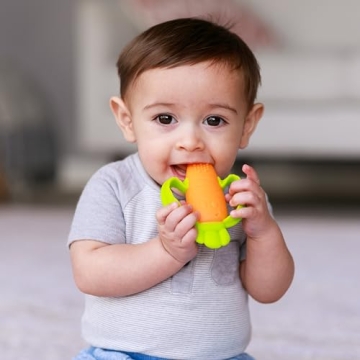 Infantino Lil' Nibbles Silicone Baby Teether - Orange Carrot