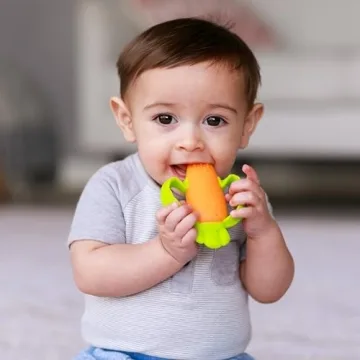 Infantino Lil' Nibbles Silicone Baby Teether - Orange Carrot