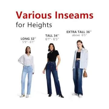 SEVEGO Women's 32"/34"/36" Tall Straight Leg Jeans Mid Waisted Stretchy Loose Denim Pants Casual Bag...
