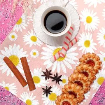 JarThenaAMCS 150Pcs Daisy Pink Wax Paper Spring Flower Deli Paper Pastel Floral Sandwich Wrap Paper Tissue Waterproof Oil-Proof Picnic Liners for Party Kitchen Supplies, 9.8 x 8.3 Inch