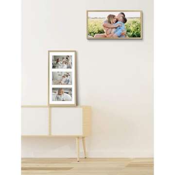 Golden State Art, 4x6 Aluminum Collage Frame, Displays 6x4 Pictures With 3 Openings Mat or One 7x14 ...