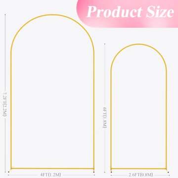 Wokceer Wedding Arch Backdrop Stand 7.2FT, 6FT Gold Metal Arch Stand Set of 2 for Birthday Party Wed...