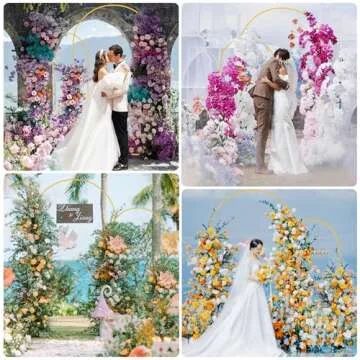 Wokceer Wedding Arch Backdrop Stand 7.2FT, 6FT Gold Metal Arch Stand Set of 2 for Birthday Party Wedding Ceremony Baby Shower Graduation Decoration