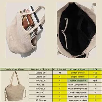 Large Fleece Sherpa Purse Teddy Plush Fluffy Furry Fuzzy Tote Bag Faux Fur Handbags for Women Ladies Crossbody Shoulder Beige