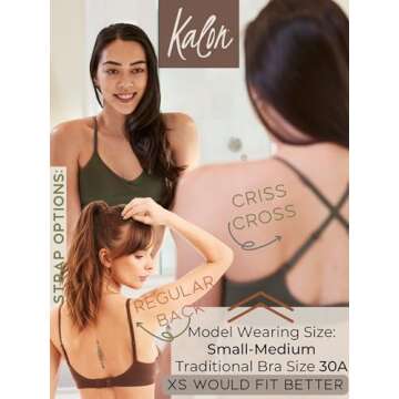 Kalon Women’s 4 Pack Demi Padded Bralette Wireless Comfortable Bra (S/M, Earth)