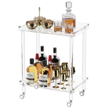 HMYHUM Acrylic Bar Cart for Modern Living Spaces