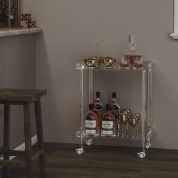 HMYHUM Acrylic Bar Cart for Modern Living Spaces