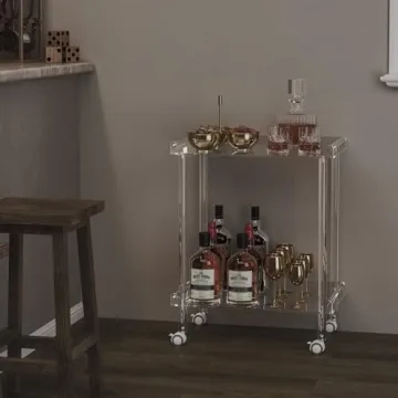 HMYHUM Acrylic Bar Cart for Modern Living Spaces