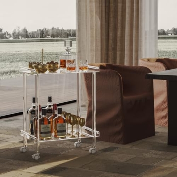 HMYHUM Acrylic Bar Cart for Modern Living Spaces