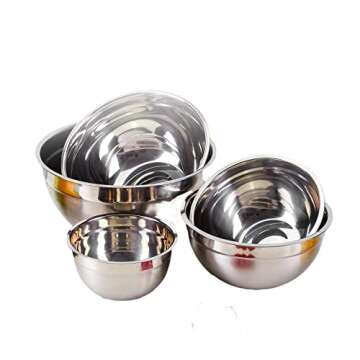 ELJTKJ Mixing Bowls, Reusable Stainless-Steel Nesting Bowls, Easy to Clean, Space Saving Storage, Su...
