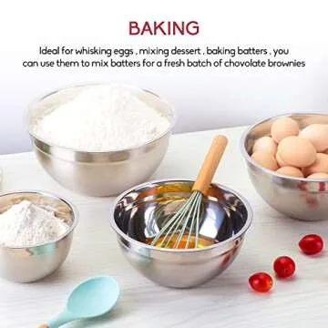 ELJTKJ Mixing Bowls, Reusable Stainless-Steel Nesting Bowls, Easy to Clean, Space Saving Storage, Suitable for Home Cooking, Baking, Prep Mix, Set of 5