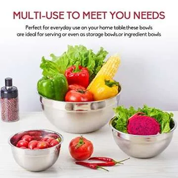 ELJTKJ Mixing Bowls, Reusable Stainless-Steel Nesting Bowls, Easy to Clean, Space Saving Storage, Suitable for Home Cooking, Baking, Prep Mix, Set of 5