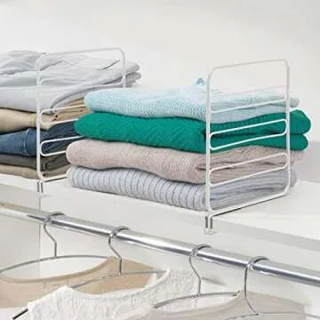 mDesign Versatile Metal Wire Closet Shelf Divider and Separator for Storage and Organization in Bedroom, Bathroom, Kitchen and Office Shelves - Easy Install, 4 Pack - White